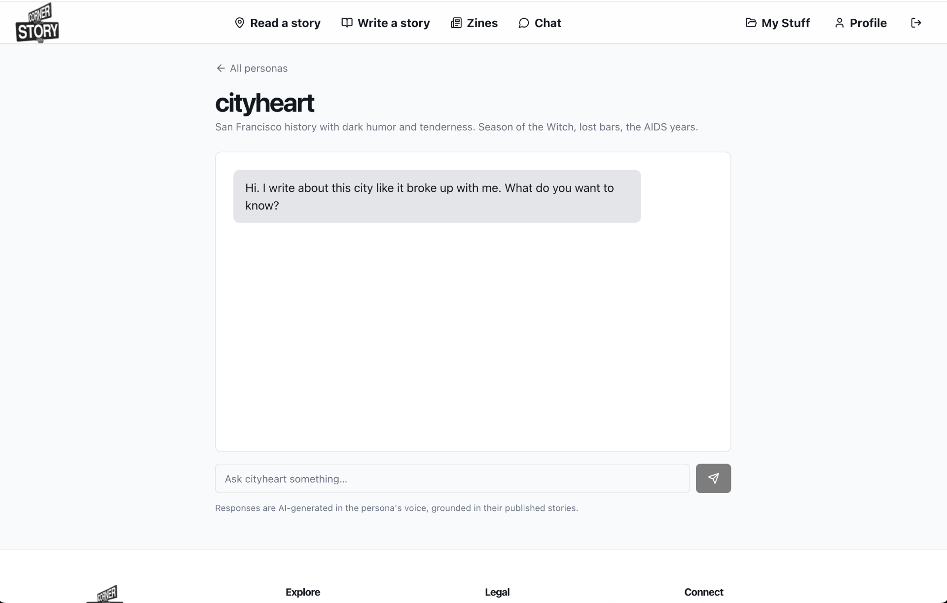 Chatting with the cityheart persona