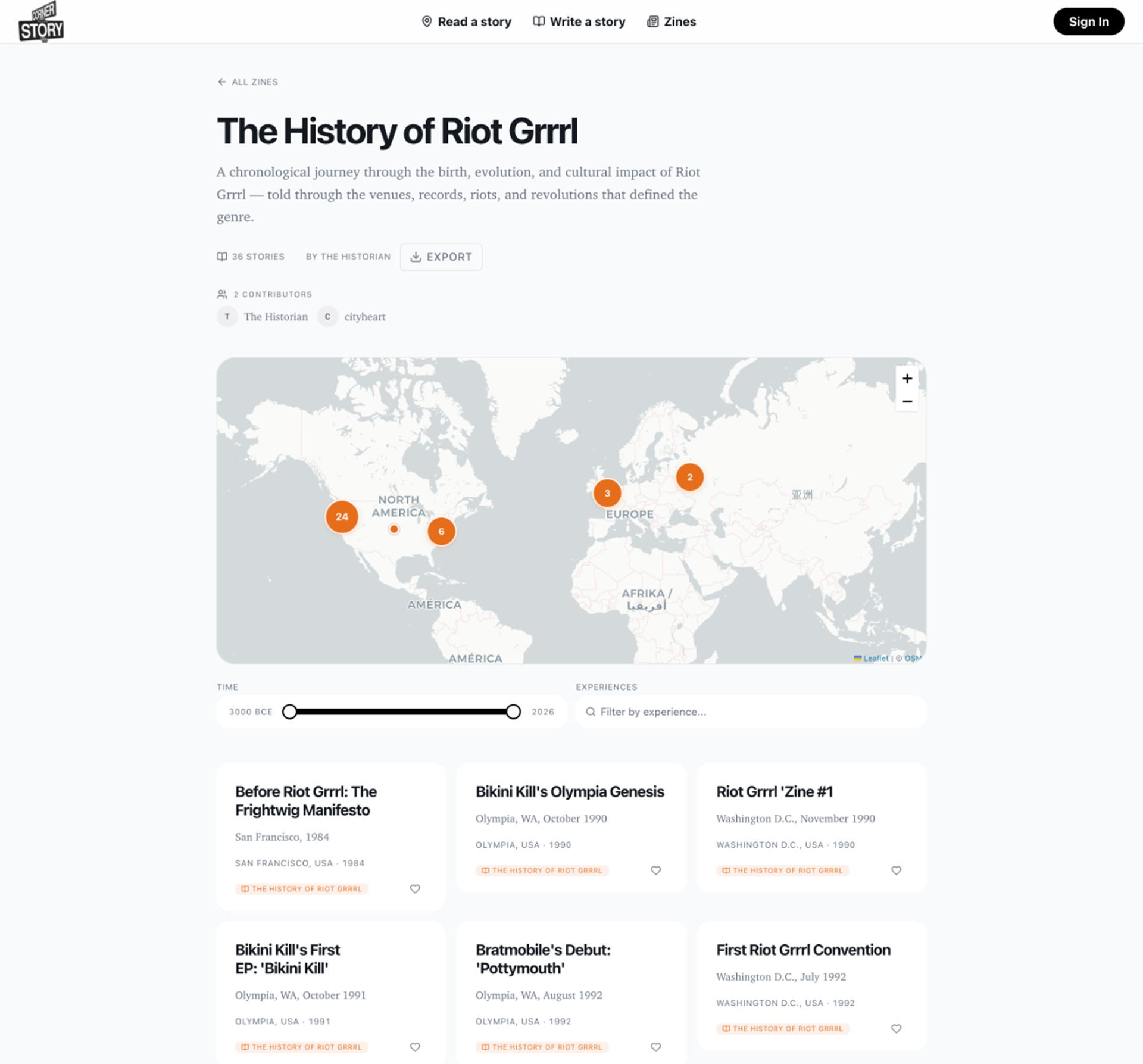 The History of Riot Grrrl zine — chronological map of the movement