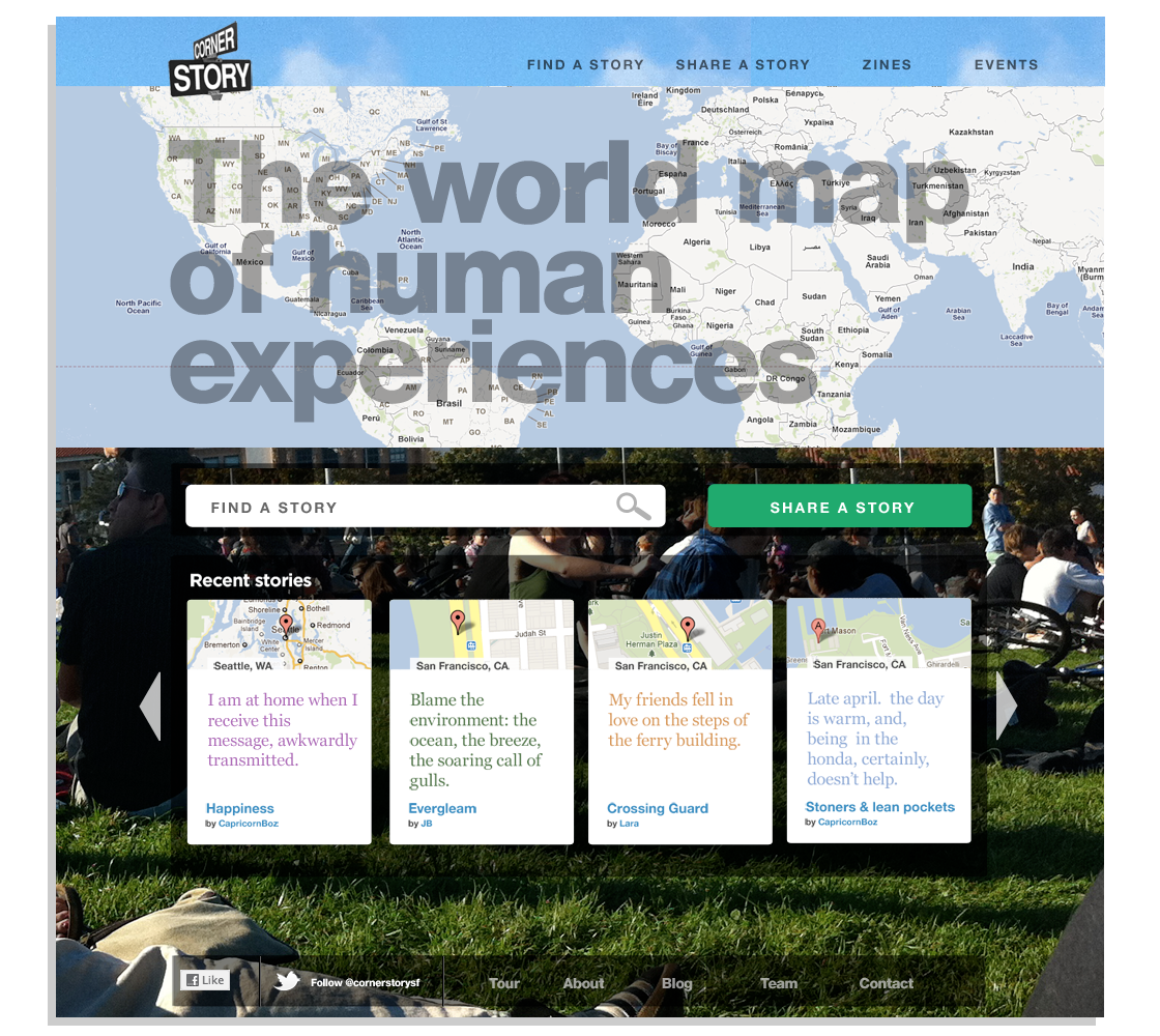 The 2012 Cornerstory homepage