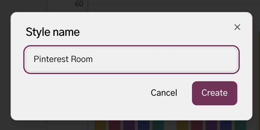Custom Style name modal matched to the GraphWitch design system