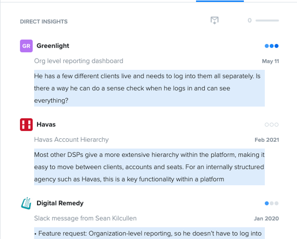 Direct insights from customer service tickets and client feedback